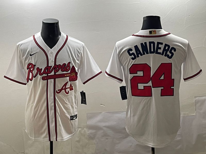 Men Atlanta Braves #24 Sanders White Game 2025 Nike MLB Jersey style 5->atlanta braves->MLB Jersey